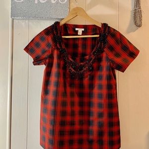 J Crew Black and Red Plaid Top